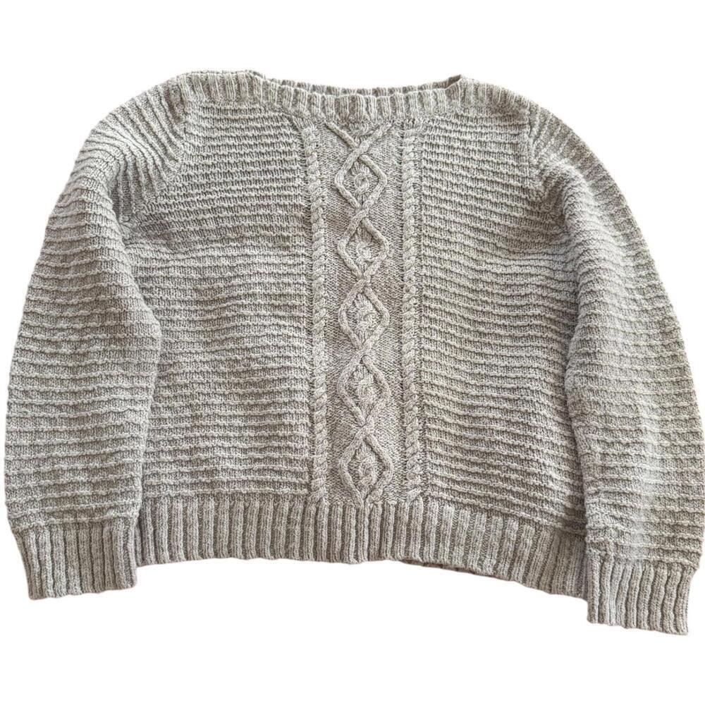 Jones New York Sport Petite Gray Cable Knit Pullover Sweater PL Women’s